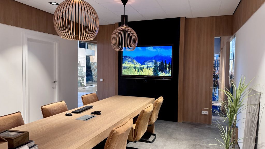 vergaderscherm met videocamera