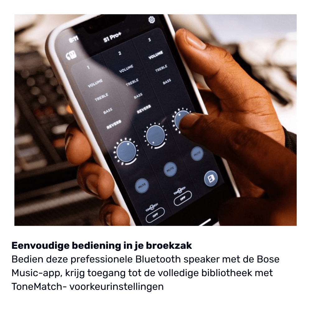 Bose S1 Pro plus bediening met de Bose Music-app.