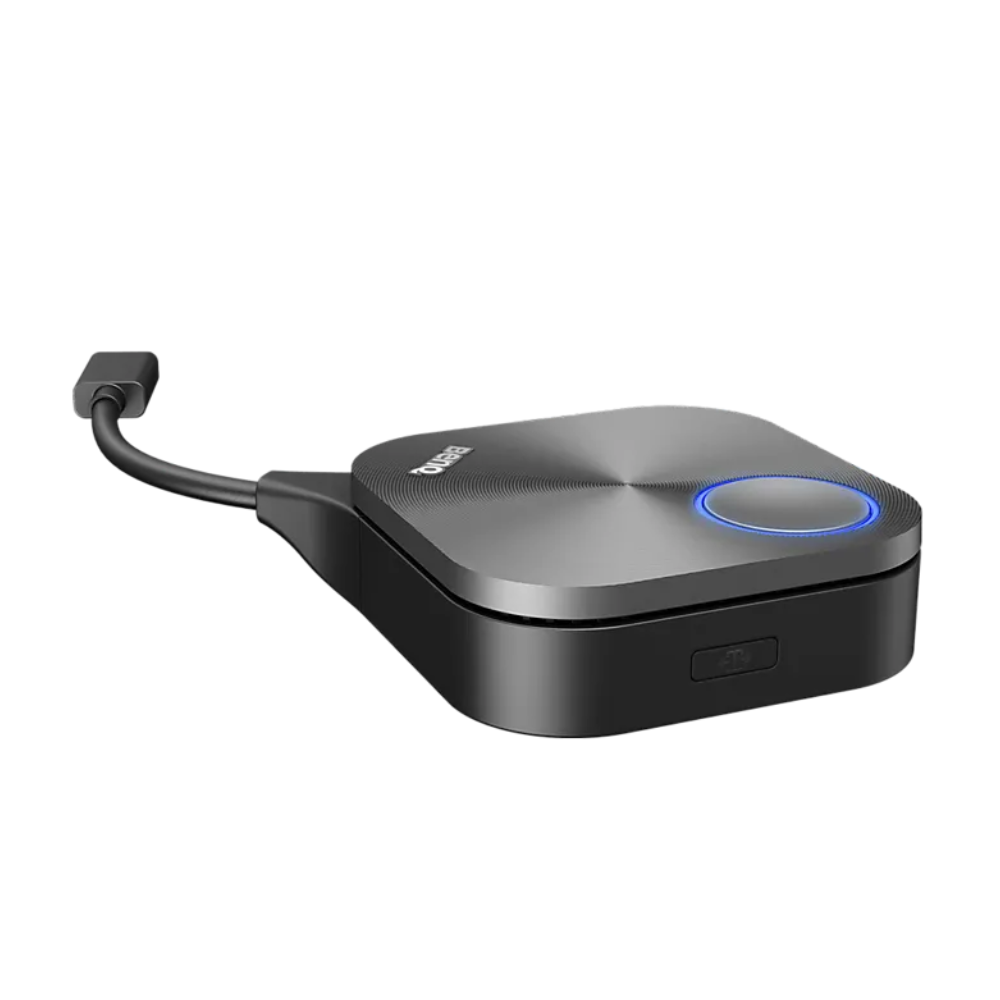 BenQ TWY31 InstaShare Button met blauwe knopring, laag schuin aanzicht