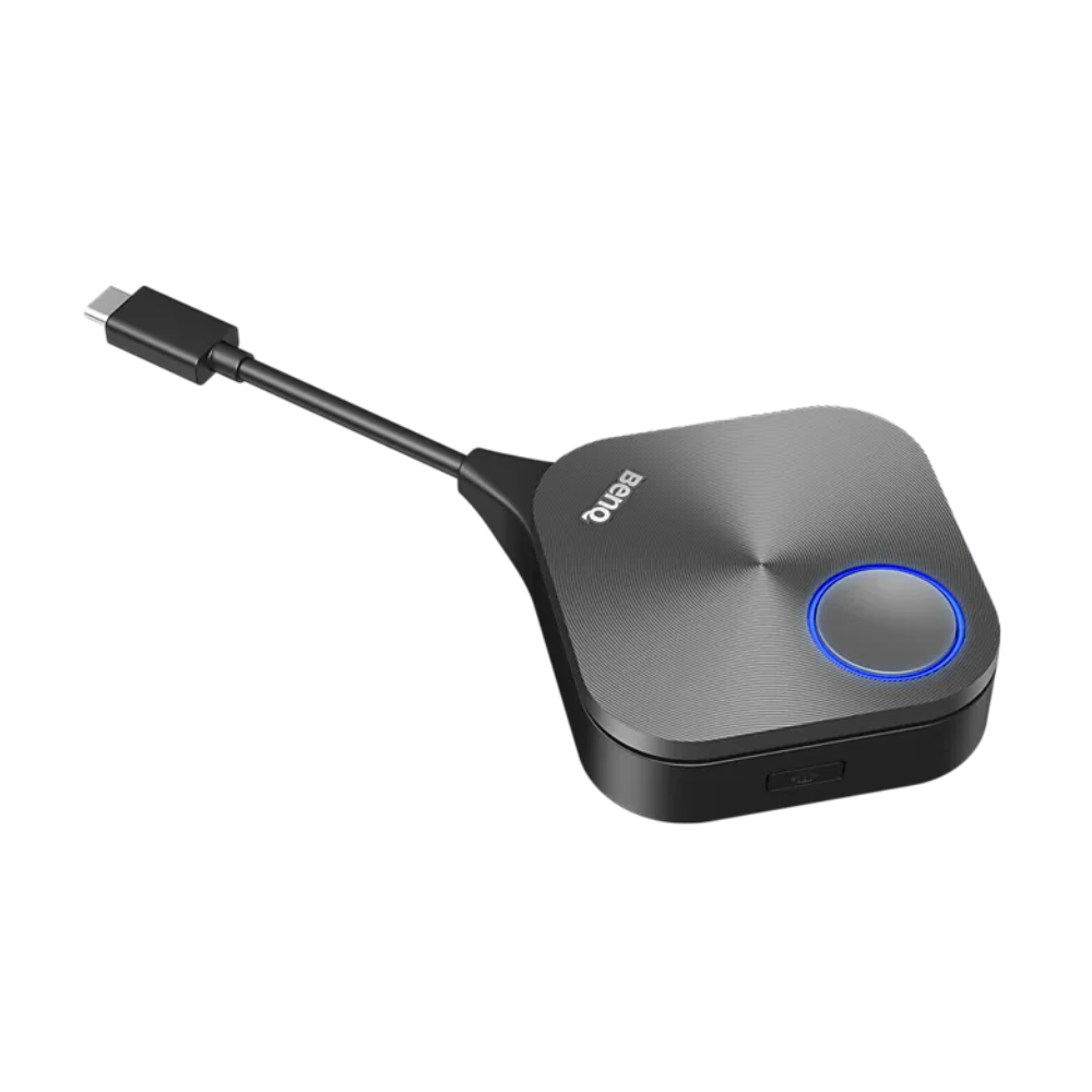 BenQ TWY31 InstaShare Button schuin afgebeeld met USB-C-stekker linksboven