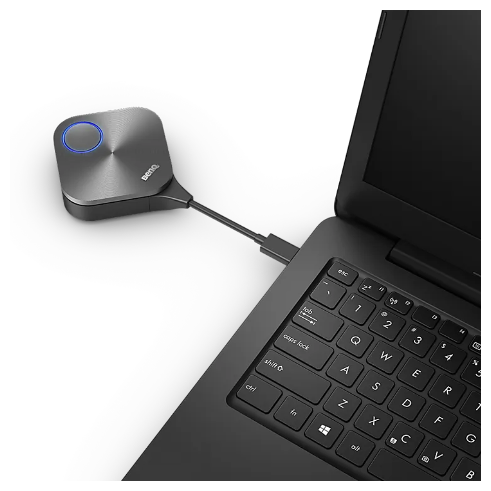 BenQ TWY31 InstaShare Button via USB-C aangesloten op een laptop